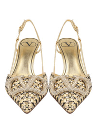 Valentino Valentino Womens VLogo Signature Metallic Slingback Pumps