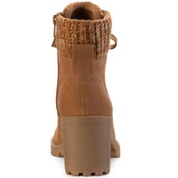 Romina Womens Knit Ankle Combat & Lace-up Boots