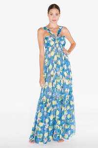 La Perla Amalfi Twist Long Dress In Blue Plm0074190