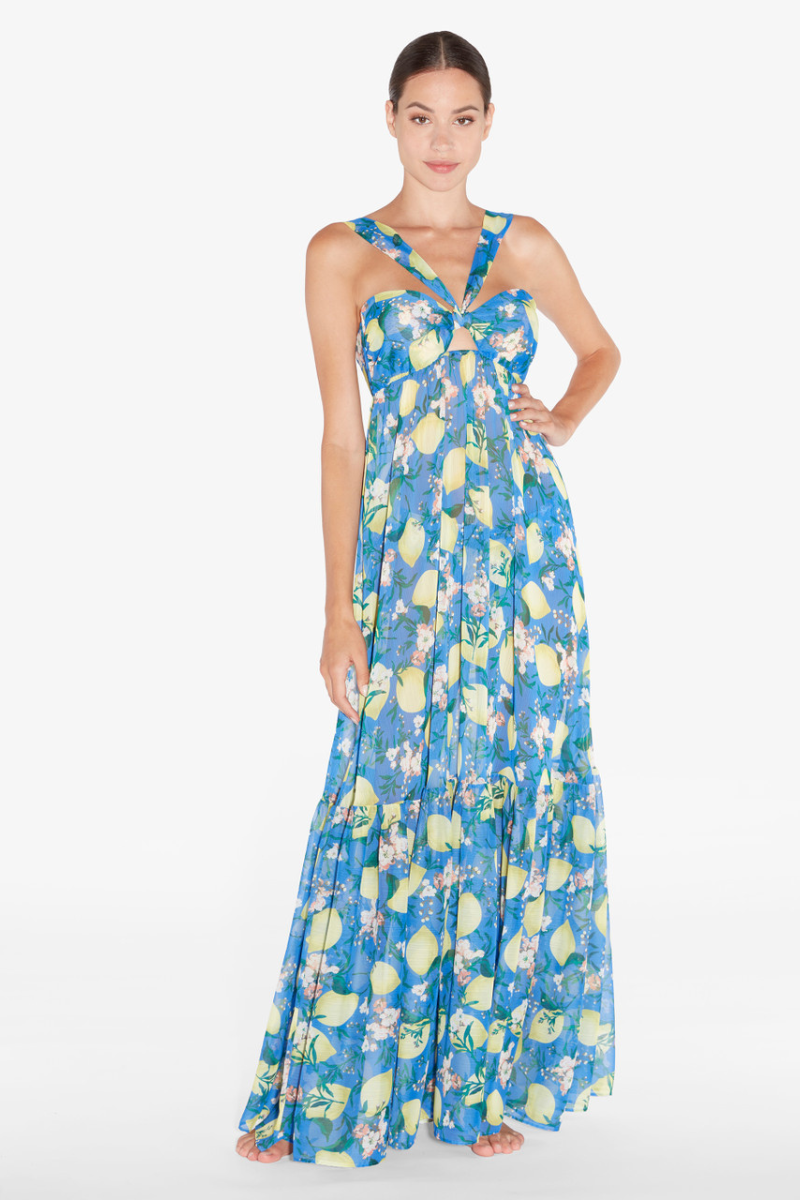 La Perla Amalfi Twist Long Dress In Blue Plm0074190