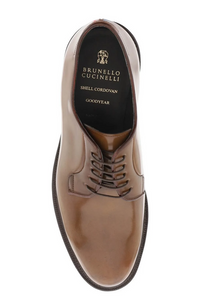 Brunello Cucinelli Cordovan Leather Derby Shoes in Brown