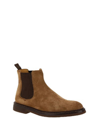 Brunello Cucinelli Suede Chelsea Boots with Lug Sole Brown