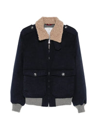 Brunello Cucinelli Men Bonded Cashmere Beaver Cloth Bomber Jacket