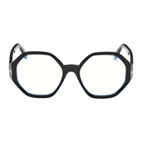 Tom Ford Eyeglasses Geometric Full Rim, Shiny Black Frame and Clear Blue Light Block Lens FT5967-B001