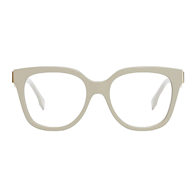 Fendi Fendi Eyeglasses Square Full Rim, Pale Silver Frame and Clear Demo Lenses Lens FE50064F025
