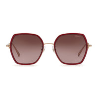 Chopard Sunglasses Square Full Rim, Shiny Copper Gold/Red Frame and Brown Gradient Pink Lens SCHL02V08FC