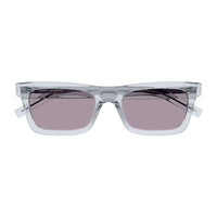 Saint Laurent Sunglasses Rectangle Full Rim, Shiny Black Frame and Solid Blue Lens SL461BETTY009