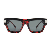 Versace Sunglasses Rectangle Full Rim, Top Black Red Havana Frame and Dark Grey Lens VE4464F545787
