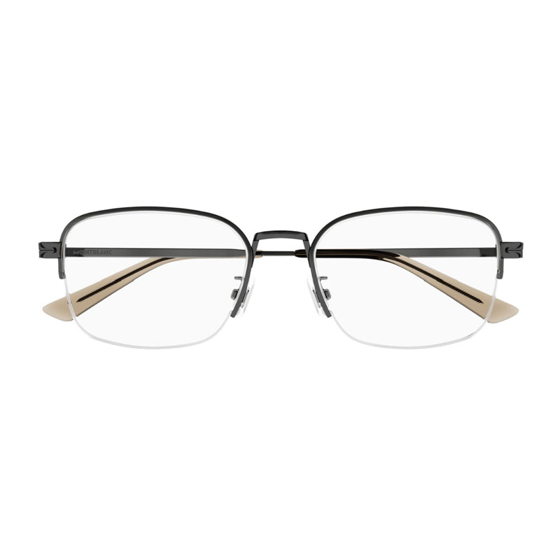 Montblanc Montblanc Eyeglasses Rectangle Semi Rim, Grey Frame and Clear Demo lens Lens MB0269OA003