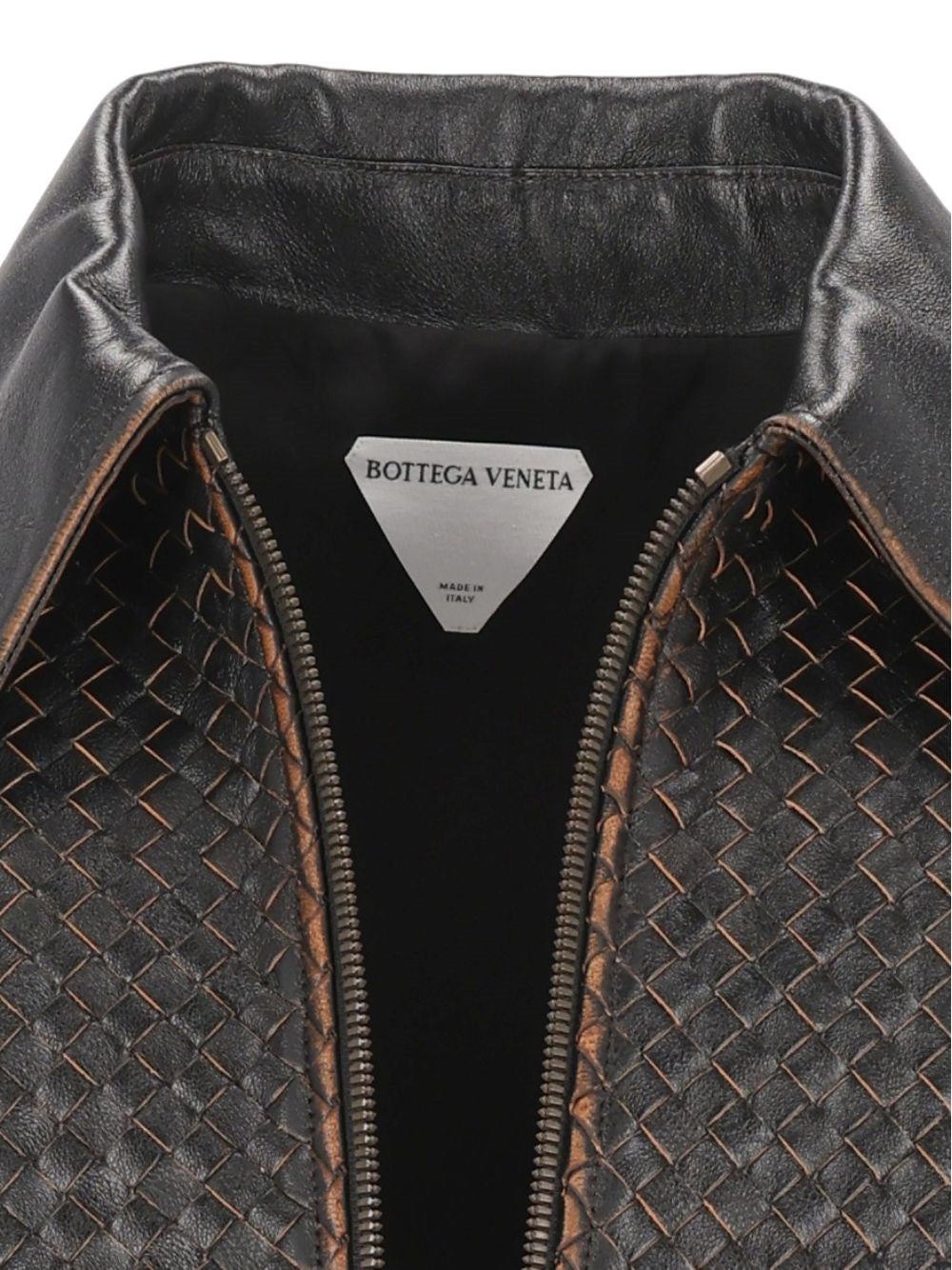 Bottega Veneta Men Intrecciato Leather Jacket