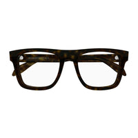 Alexander McQueen Eyeglasses Square Full Rim, Havana Frame and Clear Demo Lens Lens AM0357O002