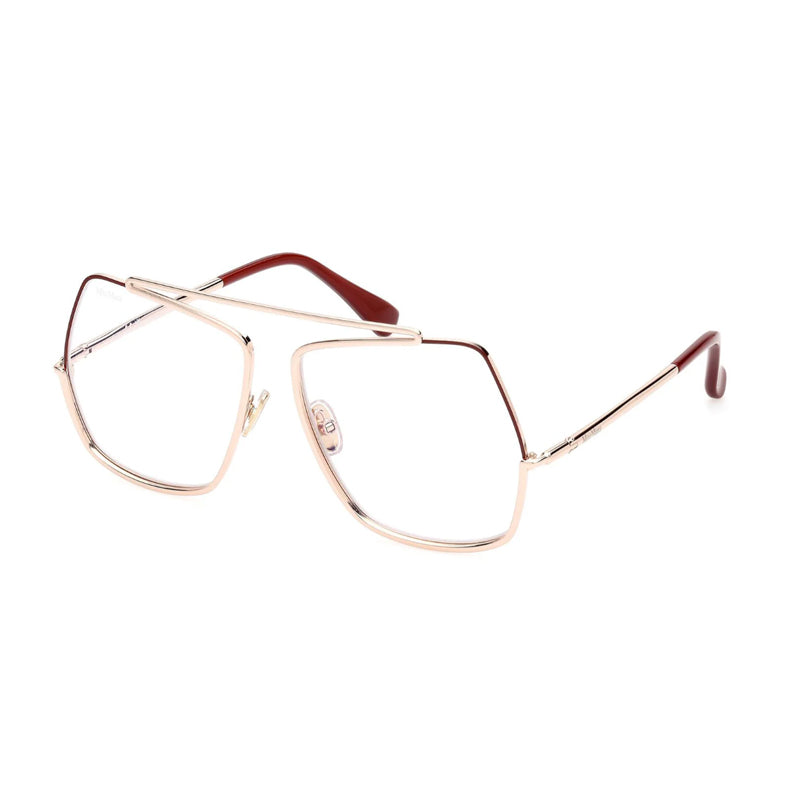 Max Mara Max Mara Eyeglasses Square Full Rim, Rose Gold Frame and Clear Demo Lens Lens MM5118028