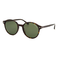 Tom Ford Tom Ford Sunglasses Round Full Rim, Dark Havana Frame and Green Lens FT118452N