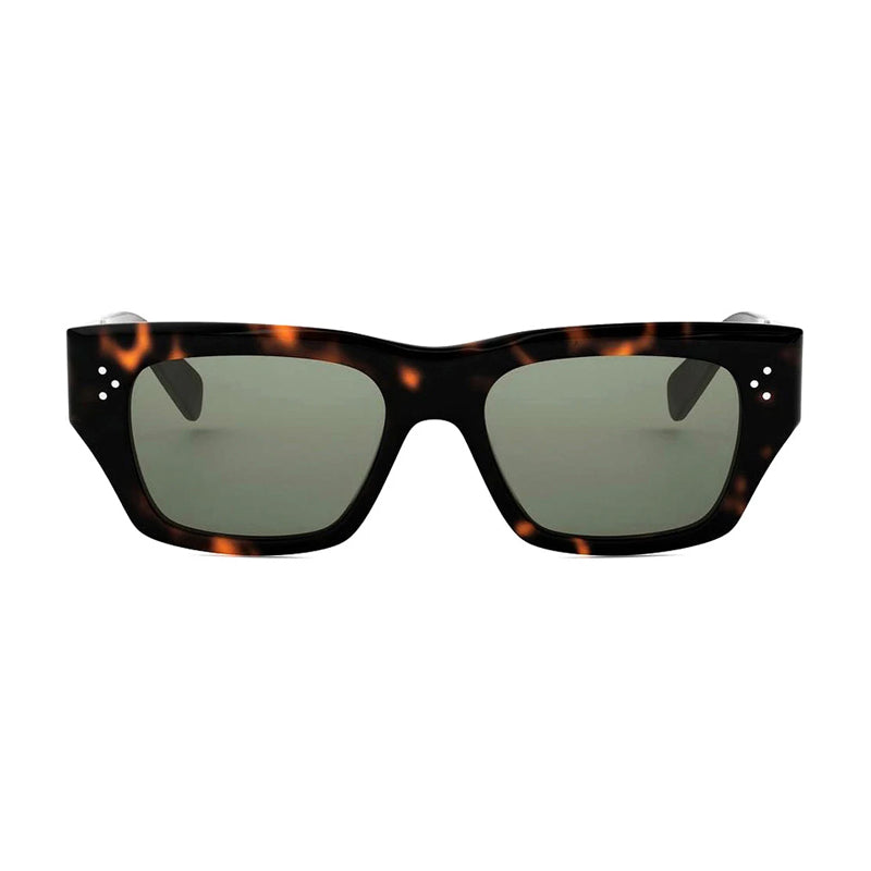 Celine Celine Sunglasses Square Full Rim, Havana Frame and Green Lens CL40297U52N