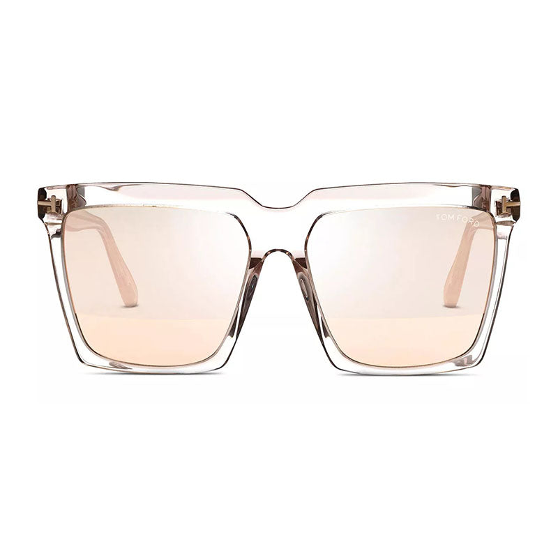 Tom Ford Sunglasses Square Full Rim, Transparent Light Sand Frame and Rose Gold Mirror Lens FT076420Z