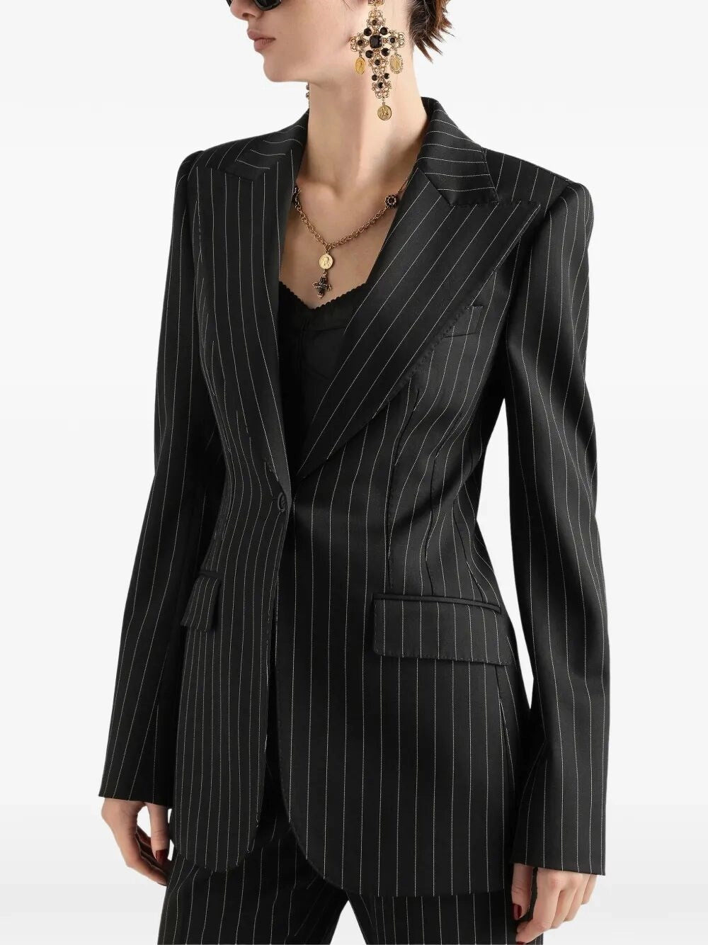 Dolce & Gabbana Women Turlington Single-Breasted Jacket In Pinstripe Wool