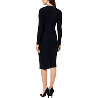 Womens Belted Ribbed Knit Sweaterdress