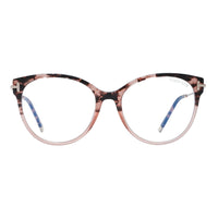 Tom Ford Tom Ford Eyeglasses Round Full Rim, Teal Havana Frame and Clear/Blue-light Block Lenses Lens FT5770-B056