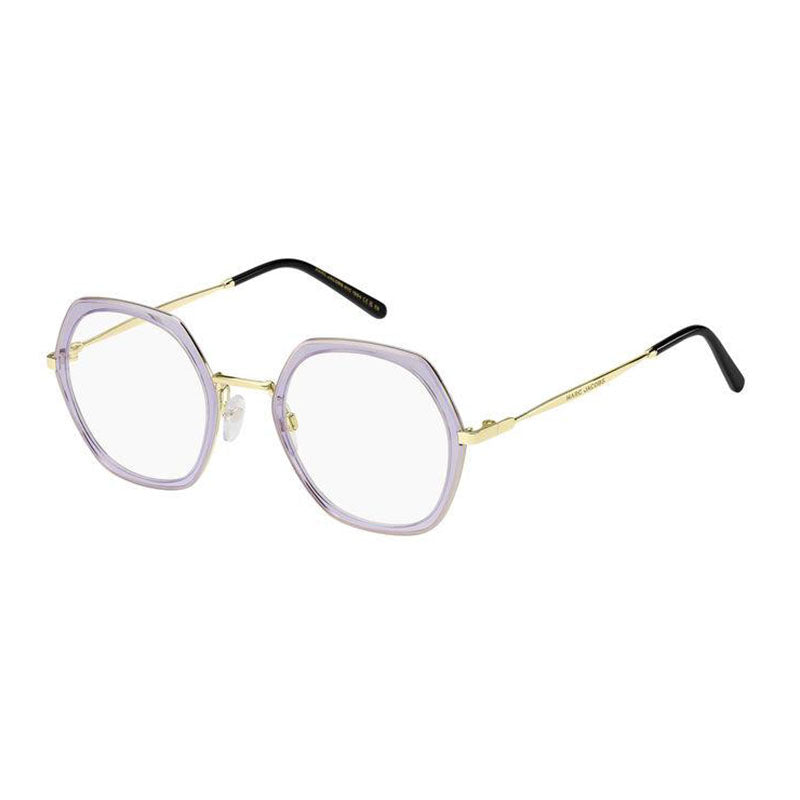 Marc Jacobs Eyeglasses Geometric Full Rim, Lilac/Gold Frame and Clear Demo Lenses Lens MARC7000BIA00