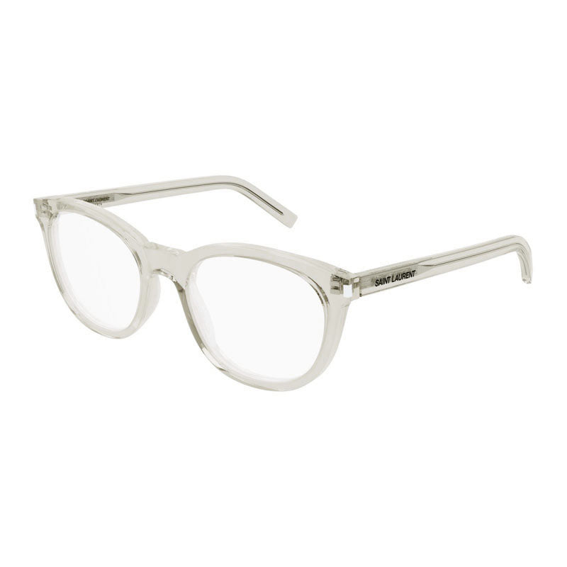 Saint Laurent Eyeglasses Round Full Rim, Transparent Beige Frame and Clear Demo Lenses Lens SL471004