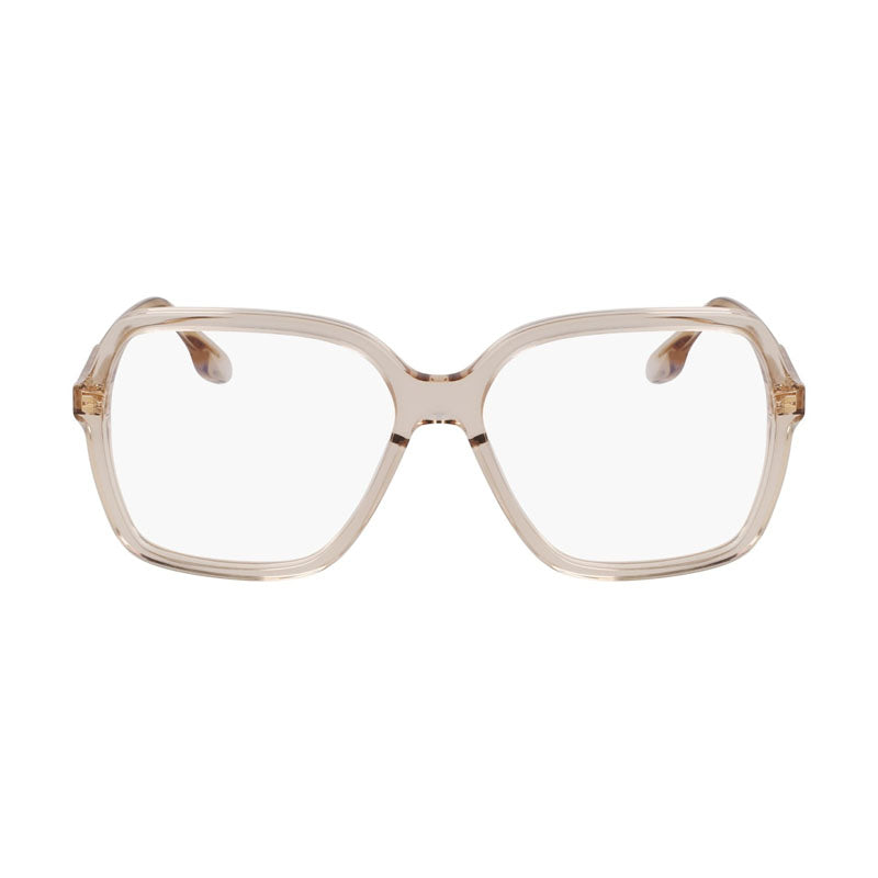 Victoria Beckham Eyeglasses Square Full Rim, Transparent Beige Frame and Clear Demo Lenses Lens VB2650250