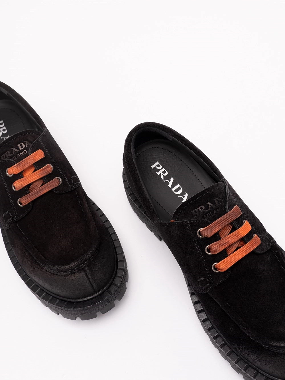 Prada Prada Men Waxed Suede Lace-Up Shoes