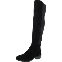 Pam Womens Zipper Ribbed Knit Over-The-Knee Boots 9 Medium Black Suede Knit