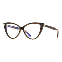 Tom Ford Eyeglasses Cat Eye Full Rim, Black Frame and Clear Blue Light Block Lens FT5843-B005