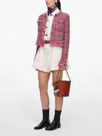 Self-portrait Self-Portrait Women Check Frayed Knit Jacket