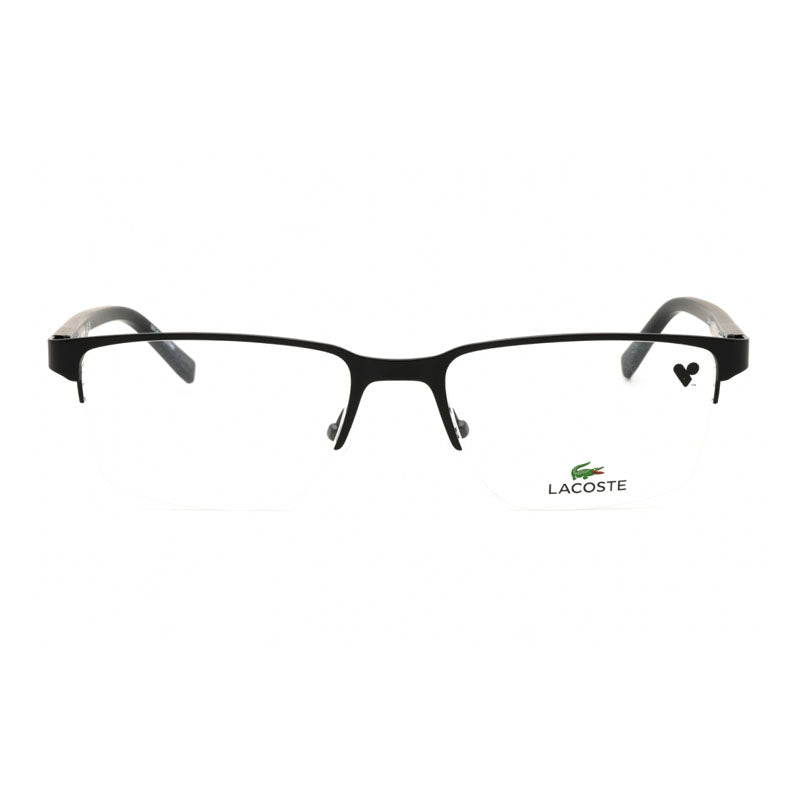 Lacoste Eyeglasses Rectangle Semi Rim, Semi-Matte Brown Frame and Clear Demo Lenses Lens L2279N201
