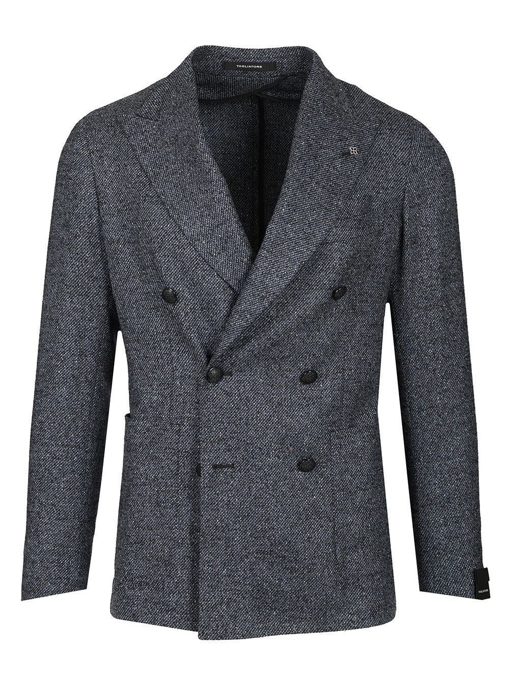 Tagliatore Men Double-Breasted Wool And Silk Blazer