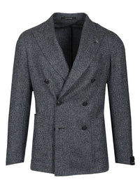 Tagliatore Men Double-Breasted Wool And Silk Blazer