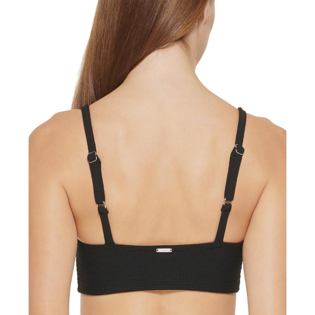 Womens Ribbed Solid Bikini Swim top