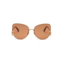 Roberto Cavalli Sunglasses Butterfly Rimless, Copper Gold Frame and Brown Lens SRC0628FCX