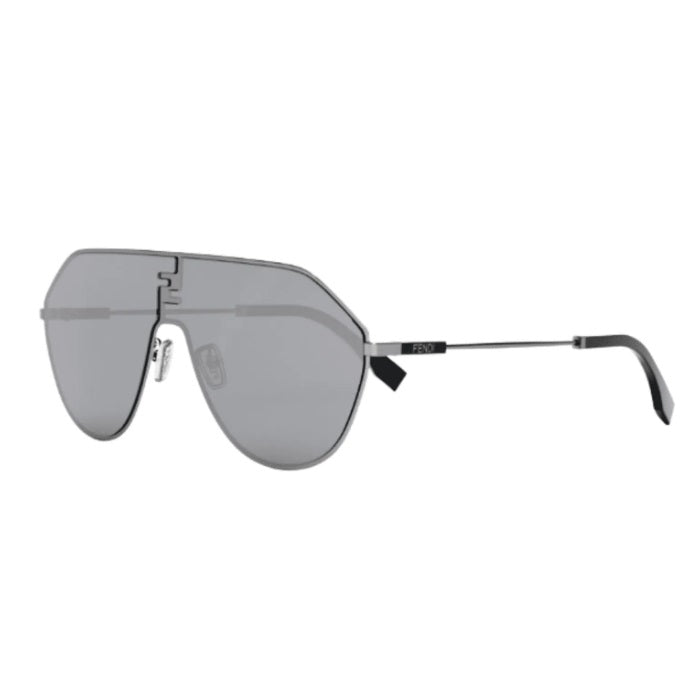 Fendi Sunglasses Aviator Full Rim, Ruthenium Frame and Smoke Mirror Lens FE40080U12C