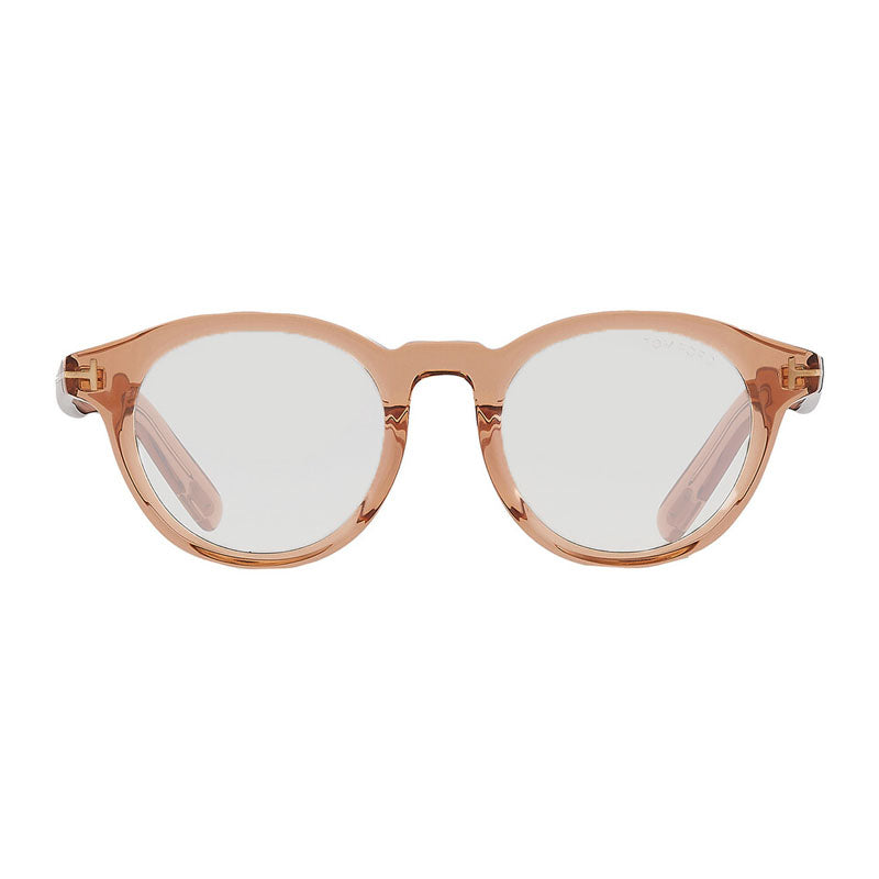 Tom Ford Sunglasses Round Full Rim, Shiny Light Brown Frame and Smoke Lens FT1123-D45A