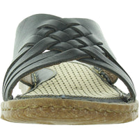 Womens Criss-Cross Leather Slide Sandals