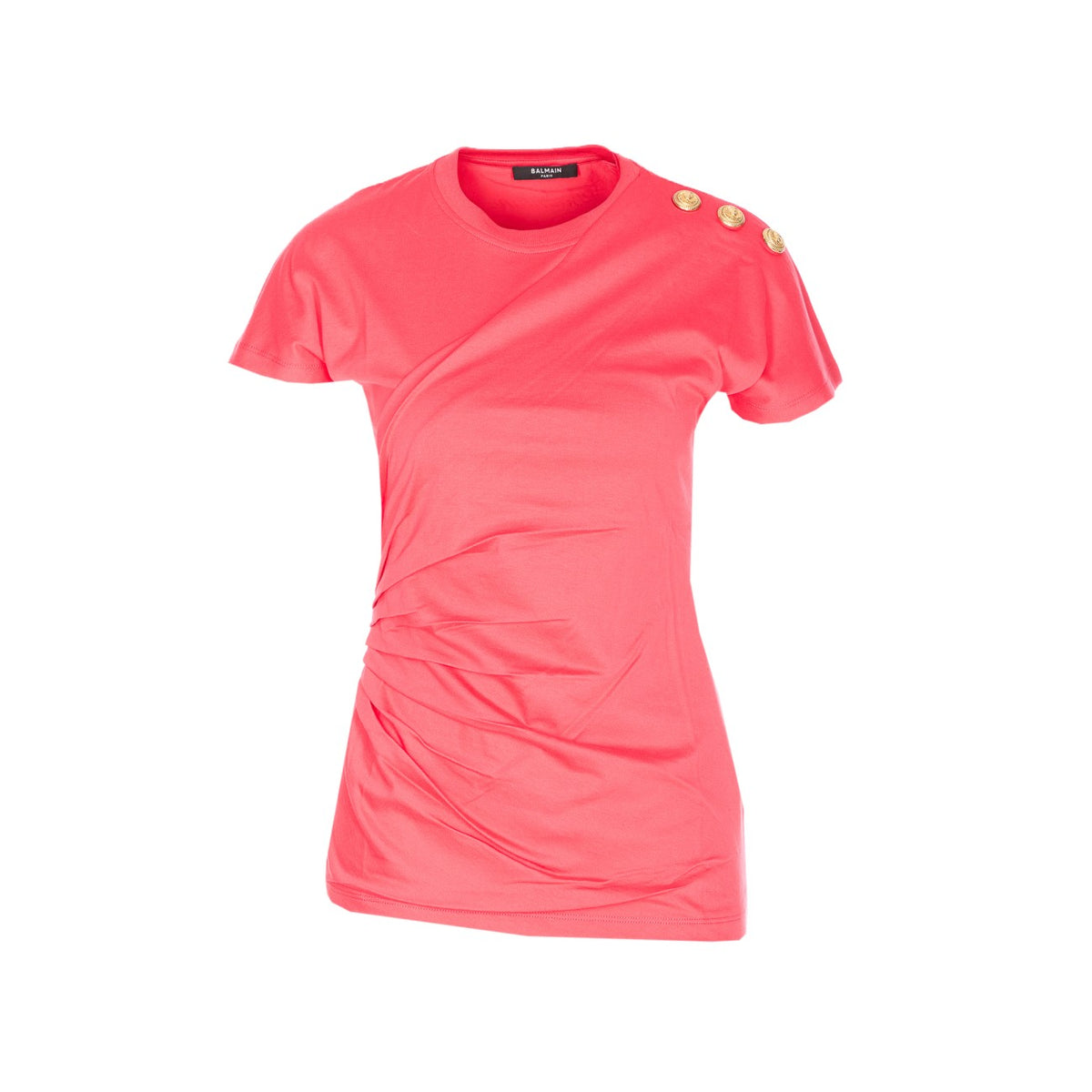 Balmain Balmain Women 3 Buttons Draped T-Shirt