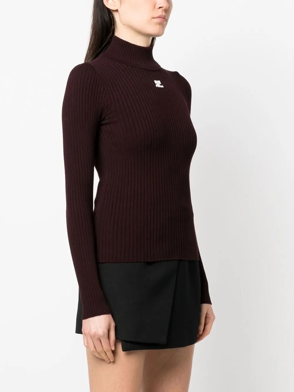 COURREGES Courreges Women Re-Edition Rib Knit Mockneck Sweater