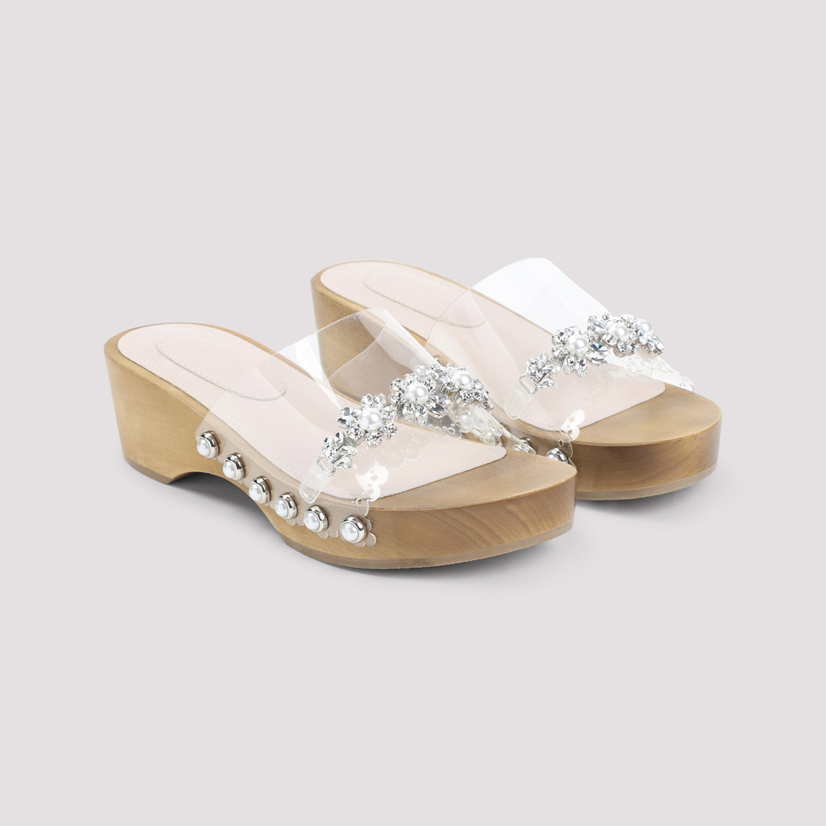 Simone Rocha Scalopped Wooden Clog Sandals Women