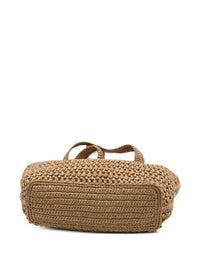 Tod's Women Raffia And Leather Medium Shopping Bag