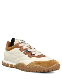 MIUMIU Tyre Technical Fabric, Suede And Leather Sneakers Women