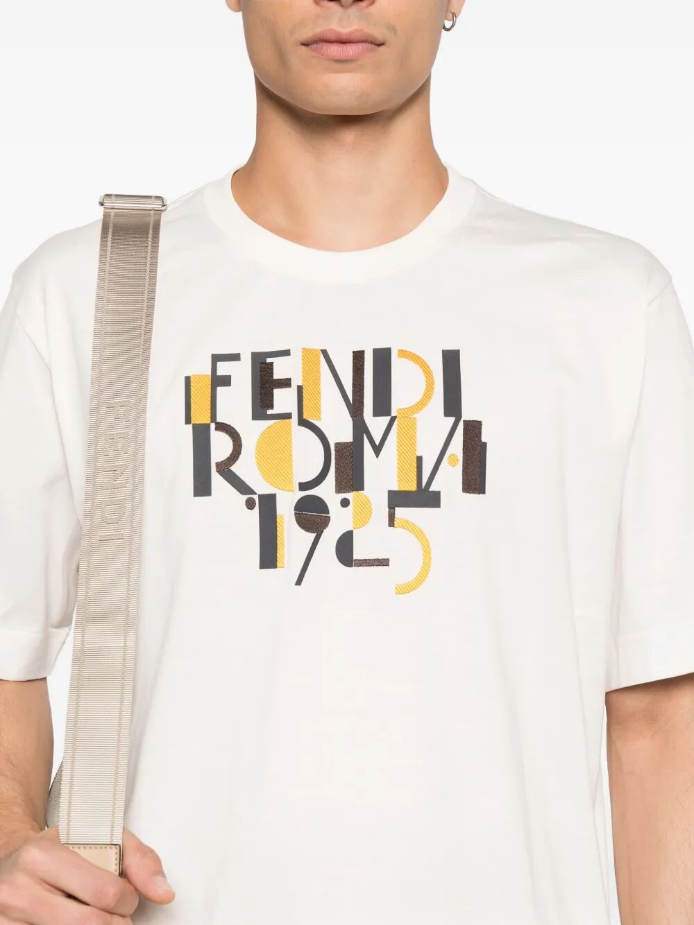 Fendi Men Fendi Roma 1925 Print Cotton T-Shirt