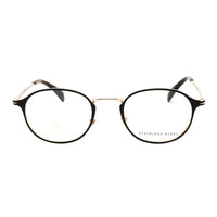 David Beckham Eyeglasses Round Full Rim, Matte Black Gold Frame and Clear Demo Lenses Lens DB70550I4600