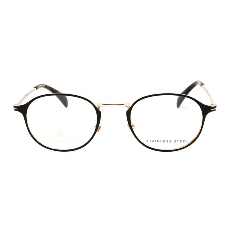 David Beckham Eyeglasses Round Full Rim, Matte Black Gold Frame and Clear Demo Lenses Lens DB70550I4600