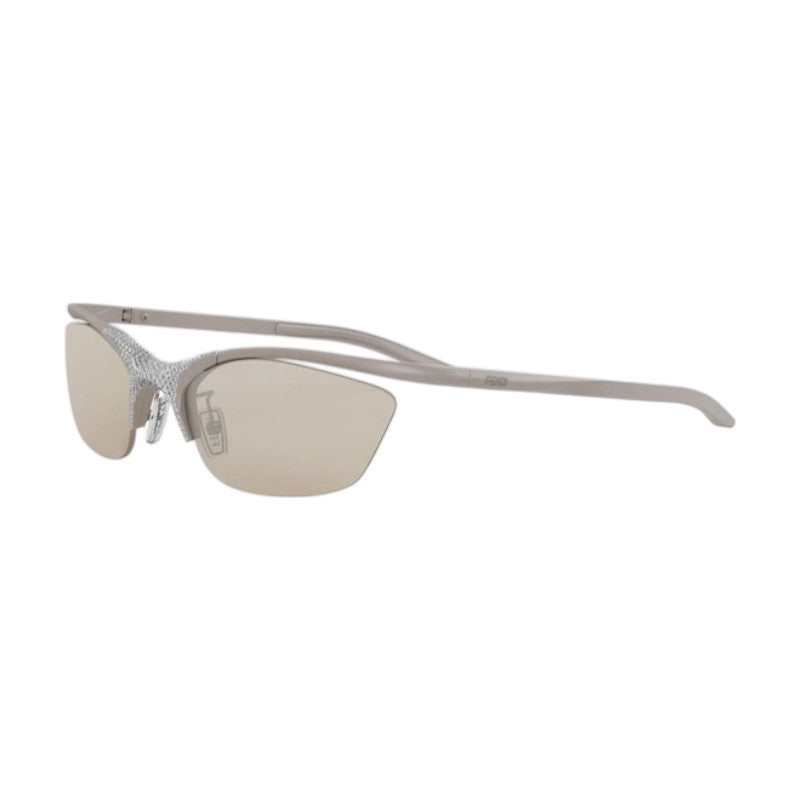 Fendi Sunglasses Cat Eye Semi Rim, Beige Frame and Light Brown Lens FE40176U46G
