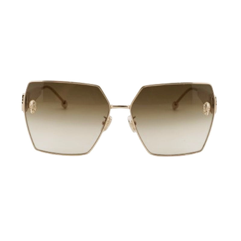 Philipp Plein Sunglasses Square Full Rim, Ivory Frame and Brown Gradient Lens SPP122S0F47