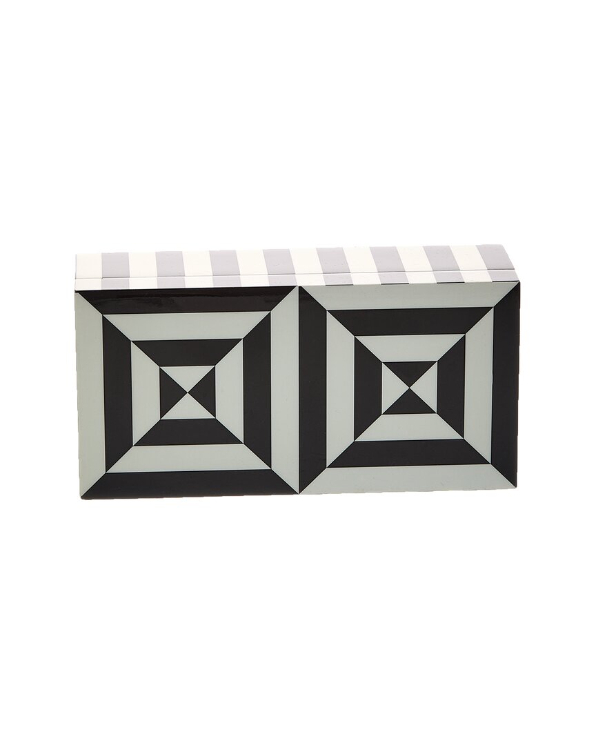 Jonathan Adler Small Op Art Lacquer Box Black
