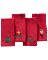 Elrene Home Fashions Elrene Home Fashions Set Of 4 Holiday Embroidered Napkins