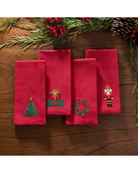Elrene Home Fashions Elrene Home Fashions Set Of 4 Holiday Embroidered Napkins